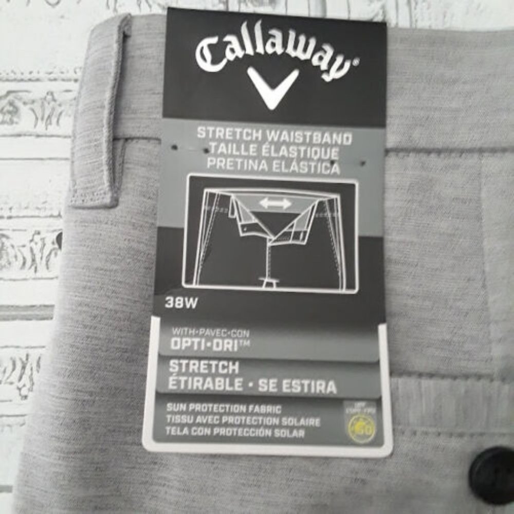 ~CALLAWAY~Men's Golf Shorts Size 38 Opti-Dri Gray Lightweight Shorts Retails $78